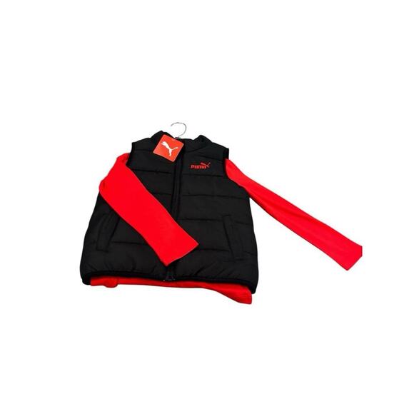 PUMA Kids' Tech Fleece Jogger Set 3-Piece, Grey/Black/Red Size XXS - Picture 2 of 5